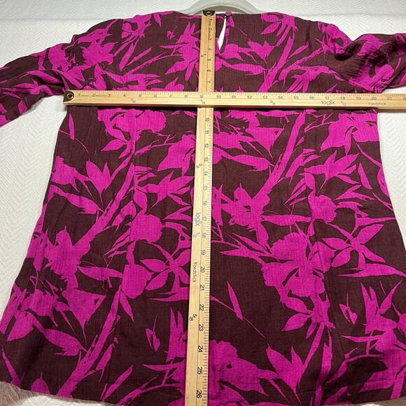 Soft Surroundings Blouse Women Small Fuchsia Pink Tropical Oceo Gauze Top - Picture 9 of 11